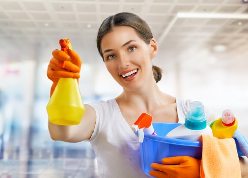 Professional deep cleaners working in a London home