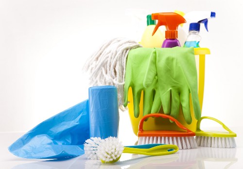 Professional cleaners working in a modern London apartment