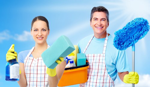 Professional cleaners at work in London office